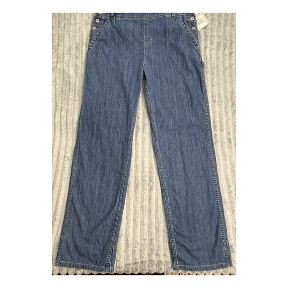 Dickies Carpenter Bib Overalls Womens Small Blue Denim Relaxed Fit Straight Leg - Picture 5 of 16